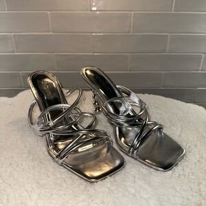 Simple Remedy Metallic Heeled Sandals